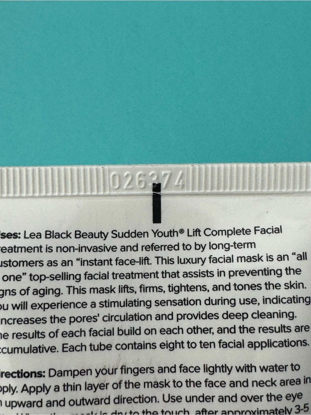 New Sealed LEA BLACK Beauty Sudden Youth Lift Complete Facial Treatment Mask